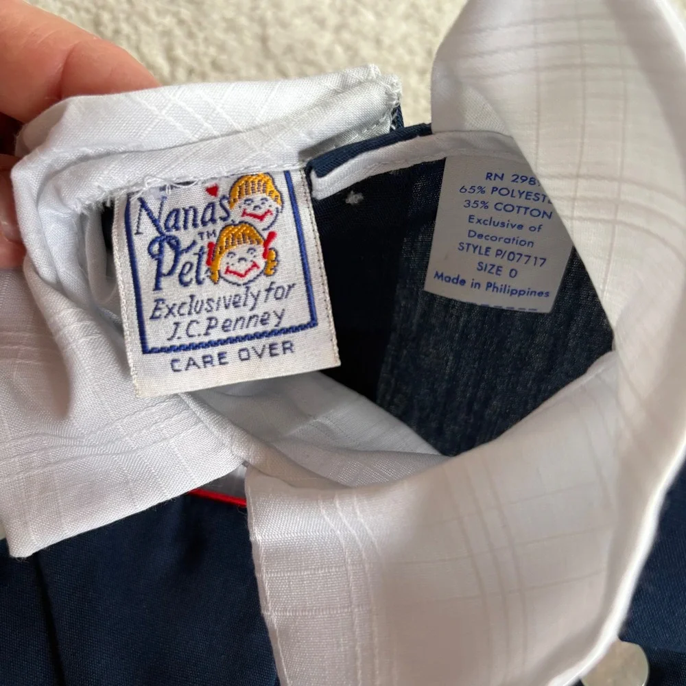 Nana's Pet Romper Baby Boy Size 0 Navy Blue White VTG NWT Mouse Cuckoo Clock 80s